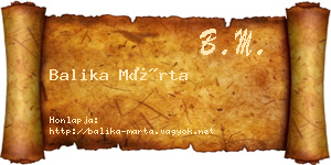 Balika Márta névjegykártya